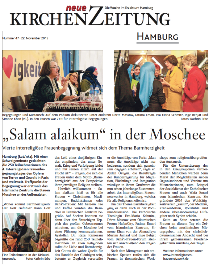 Bericht in der Neuen KirchenZeitung Hamburg vom 22. November 2015